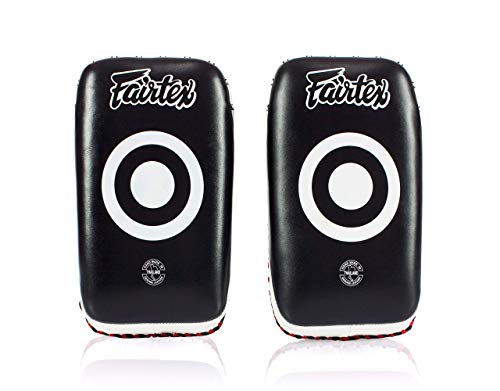 Fairtex Curved MMA Muay Thai Pads for Punching, Blocking, Kicking,Punch, Hitting |Light Weight & Shock Absorbent Boxing Mitts | Extra Padding for Sparring - Black/Red (Extra Long, Pair)