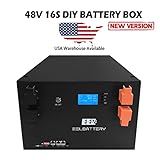 EEL 48V LiFePO4 DIY Battery Box Kits with Seplos 200A Bluetooth BMS,for 280Ah 302Ah LiFePO4 Cells Most Home Appliances for RV, Camping, Cabin, Marine and Off-Grid Systems, Maintenance-Free