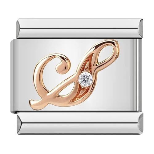 Davitu Hapiship Daisy Fashion Rose 26 Letters A-Z Italian Charm Fit 9mm Bracelet Stainless Steel Jewelry Making DJ186 - (Color: S)