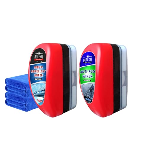 Car Water Repellent Wiper & Anti Fog Wiper Car Windscreen Glass Rain Repellent Antifogging Agent with Applicator, Water prevention and defogging for Car Windscreen Windows Mirrors Glasses - Pack of 2