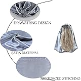 GONGKANGYUAN 12 Pcs Satin Wig Bags with Drawstring Satin Bag for Packaging Hair Extensions Wigs Soft Silk Pouches Hair Tools Storage Bags for Home and Salon (Grey)