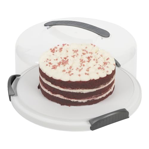 Extra Large Cake Carrier/Storage Container With Server - Holds up to 12 Inch 3-Layer Cake, Plate With Lid/Holder With Lid/Cover Clear Dome - Transports Pies or Other Desserts