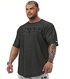 Men's Oversize Gym Fitness and Bodybuilding T-Shirt, Cotton O-Neck Lifestyle Top (Anthracite, XXL)