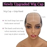 Lace Wig Grip Cap for Glueless Wig 4x5 Transparent Lace Reusable Wig Caps, Wig Grip Band for Lace Front Wigs to Keep Wigs in Place, Adjustable Wig Cap with Grip Band Non Slip Cap for Women (Brown)