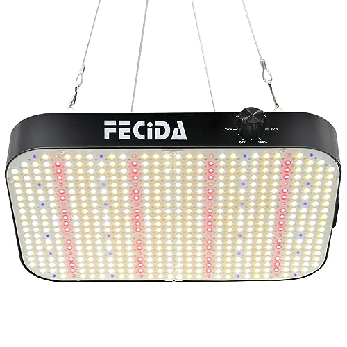 FECiDA LED Grow Light Dimmable 6000 Lumen 65 Watt, 2024 Best Grow Lights for Indoor Plants Full Spectrum, Hanging Seed Starting Seedlings Vegetable Growing Lamps, Daisy Chain Function, Built-in Fan