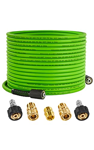PWACCS Pressure Washer Hose for Power Washer – 3600 PSI Kink Resistant Pressure Washing Extension Hose 50 FT x 1/4" – Universal Electric Power Wash Hose for Replacement – Compatible with M22 Fittings