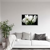 CXHOSTENT Tulip Canvas Wall Art White Flower Pictures Wall Decor Floral Plants Painting Print Home Bathroom Bedroom Decor Frame (Tulip - 1, 12L x 18W)