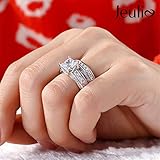 Jeulia 2.85 Carat Sterling Silver Princess Cut Bridal Set Engagement Wedding Rings Bands with Cubic Zirconia for Women with Jewelry Gift Box (5)