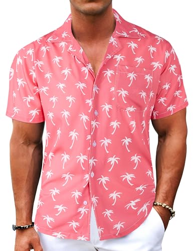 BOJIN Men's Hawaiian Shirts Short Sleeve Tropical Beach Casual Button Down Shirts BJ052 1XL