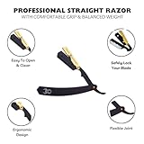 Professional Straight Edge Razor - Compatible with Straight Razor Edge for Barber - By Black Widow (1.5mm) (Gold)