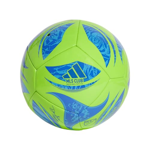 adidas MLS Club Soccer Ball, Green/Glory Blue/Solar Blue, 3
