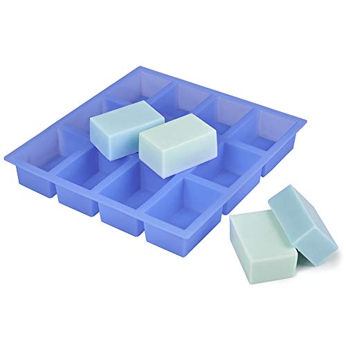 Thick Rectangle Silicone Soap Mold 4oz, 12 Bar Soap Mold for Soap Making, Thick and Durable with Flat Sides and Smooth Lines