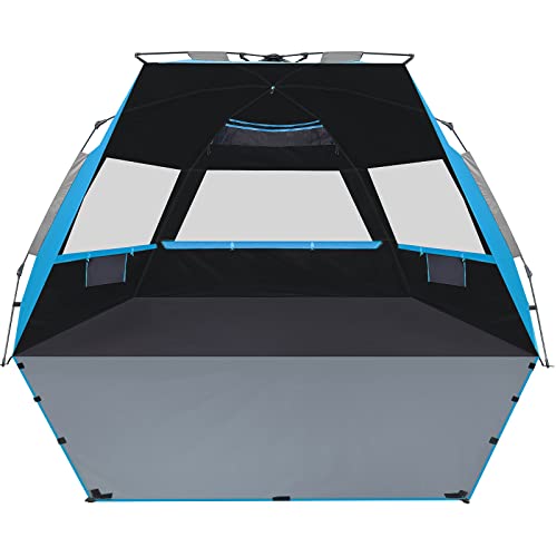 Sebor Beach Tent, Deluxe XL Pop-up Beach Tent Sun Shelter for 4-6 Person, UPF 50+ UV Protection, Easy Set Up and Portable Beach Shade Canopy Shade Tent for Beach Camping, Pacific Blue