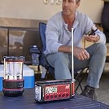 Midland - ER310, Emergency Crank Weather AM/FM Radio - Multiple Power Sources, SOS Emergency Flashlight, Ultrasonic Dog Whistle, & NOAA Weather Scan + Alert (Red/Black)