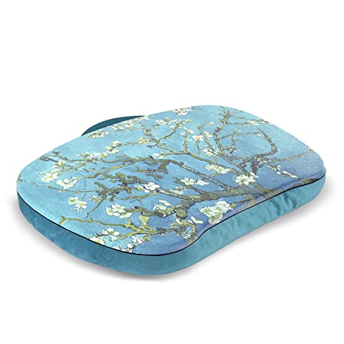 QIELIZI Portable Lap Desk - Fits up to 15.6 inch Laptop, Sturdy Workspace with Pillow Cushion, Book Tablet, 1-Peach Blossom