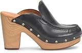 KORK-EASE Women's Spencer Clog - Riveted Trim, Faux Wood Heel (Black, 11M US)