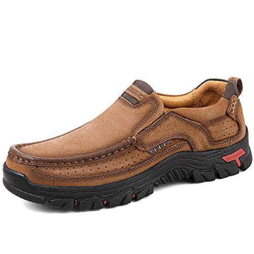 COSIDRAM Men Casual Shoes Loafer Sneakers Slip on Moccasins Comfort Walking Shoes Luxury for Male Work Office Outdoor Brown 10
