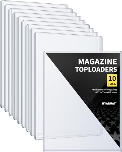 HYARUAT Magazine Toploader - 7mm Thick Plastic Sleeves, 9x11.5 Top Loader Binder Magazine Protectors for Collectors, 10 Pack