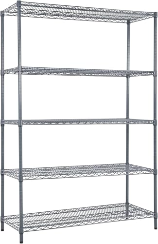 Land Guard 5 Tier Storage Racks and Shelving - 48" L x 20" W x 72" H Heavy Steel Material Pantry Shelves - Each Unit Loads 350 Pounds Wire Shelf, Suitable for Warehouses, Closets, Kitchens…