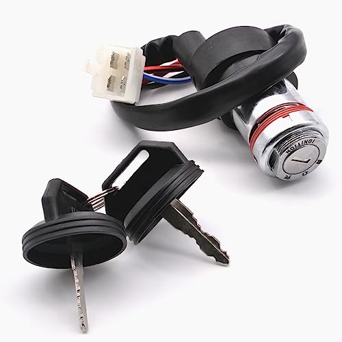HAOTOM Ignition Key Switch Lock Set 4 Wires Compatible for Linhai 250 260 300 400 ATV Goon Muddy Bighorn for ATV Dirt Pocket Pit Bike