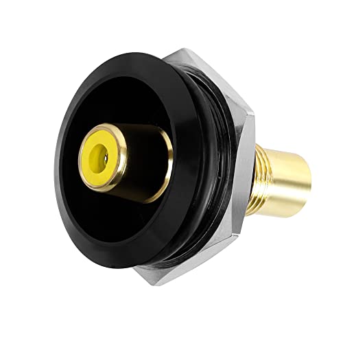 QIANRENON Gold Plated RCA Embedded Threaded Fixed Adapter, RCA Female to Female Panel Mount AV Connector, for Audio,Video,TV,Phono,Speaker,RCA Cable,Amplifier(Yellow)