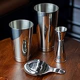 The Art of Craft Professional Cocktail Shaker Set Bartending Kit: Weighted Boston Shaker Tins, Hawthorne Strainer and Japanese Jigger