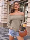 LILLUSORY Womens Off The Shoulder Sweater Oversized Winter Fall Cozy Cute Casual Going Out Batwing Sleeve Loose Pullover Sweaters 2025 Trendy Clothes Tops Apricot