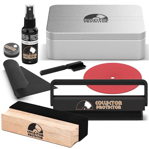 Collector Protector Vinyl Record Cleaning Kit - Vinyl Cleaner for Records, Includes Soft Velvet & Carbon Fiber Record Cleaning Brush, Record Cleaner Solution, Microfiber Cloth & Stylus Cleaner Gel