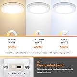 Motion Sensor LED Ceiling Light, 15W(100W Equivalent) & 1200LM, 3 Colors in 1(3000K/4000K/5000K), 7.5inch Flush Mount Lighting Fixture for Doorway, Stairway, Corridor, Pack of 2, Non-Dimmable, White