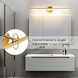 KAISITE Bathroom Lighting Fixture Over Mirror - 30 Inch Gold Vanity Light 24W 4000K Dimmable Modern LED Bathroom Light Fixture Rotatable Bath Vanity Light Bar for Bathroom