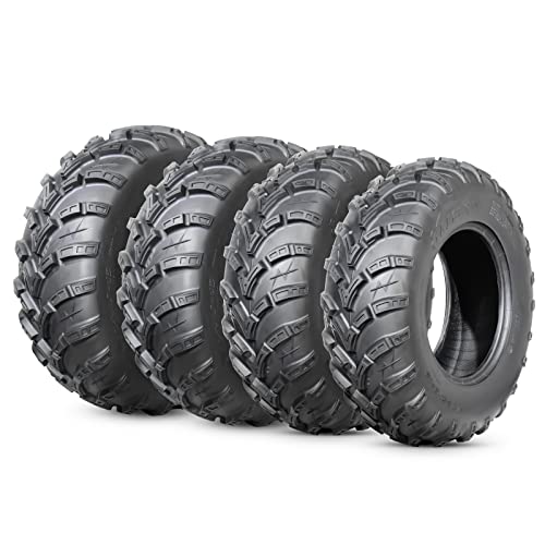 HALBERD 6PR ATV/UTV Tires, 25x8-12 Front & 25x10-12 Rear, All Terrain 15mm Tread Depth 25x8x12 25x10x12 Trail Sand Off-Road Tires, Set of 4