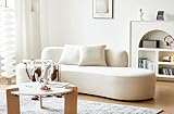 Container Furniture Direct 90" Curved Sofa with Throw Pillows, 4 Seater Luxury Velvet Couch with Half Moon Design and High-Density Foam, Ideal for Modern Living Room, Office and Apartment, Ivory