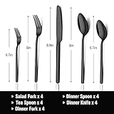 KINGSTONE Black Silverware Set, 20 PCs Black Flatware Set for 4, 18/10 Stainless steel Cutlery Set for Home Kitchen and Restaurant(Black, 20 pieces for 4)