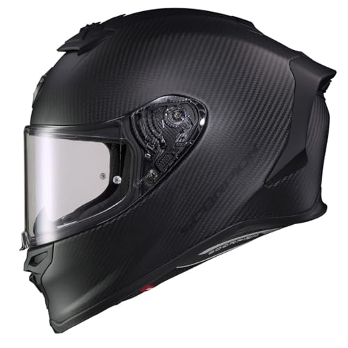 ScorpionEXO R1 Air Carbon Fiber Full Face Motorcycle Helmet with Pinlock Shield - Bluetooth Ready Speaker Pockets DOT ECE Solid (Matte Black - Large)
