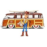 Jada Toys Disney Pixar Toy Story 1:24 Volkswagen T1 Bus Diecast Vehicle & 2.75" Woody Figure, Brown