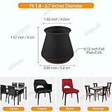 Extra Large Silicone Chair Leg Floor Protectors, Chair Leg Caps with Felt, Fit 1.9''-2.7'' Silicon Furniture Leg Feet Protection Cover Protect Hardwood Floor Black 16 Pcs