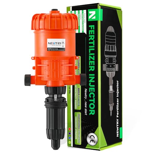NEWTRY 1:500-1:50 Fertilizer Injector for Drip Irrigation, 0.2%-2% Dosing Pump, for Garden, Greenhouse, Livestock, Agriculture, Nutrient Delivery System