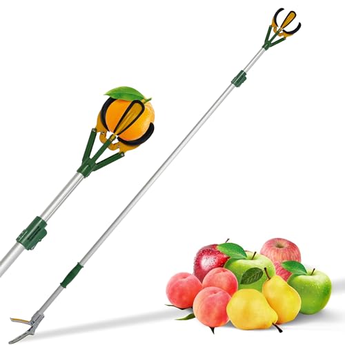 Jasper Telescopic Fruit Picker - Adjustable 54"-81" Aluminum Pole, Multi-Function Fruit Grabber, Suitable for Apples, Oranges, Mangoes, Avocados, and More, Gentle Harvesting with No Bruising