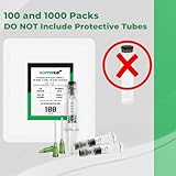 Kopperko 100 Pack Borosilicate Glass Syringe - 1ml Syringe, Heat Resistant Luer Lock Syringe for Labs | Glue Syringe for Use With Liquids, Glue, Oils, or Ink | 14GA Blunt Tip Non-Hypodermic Needles