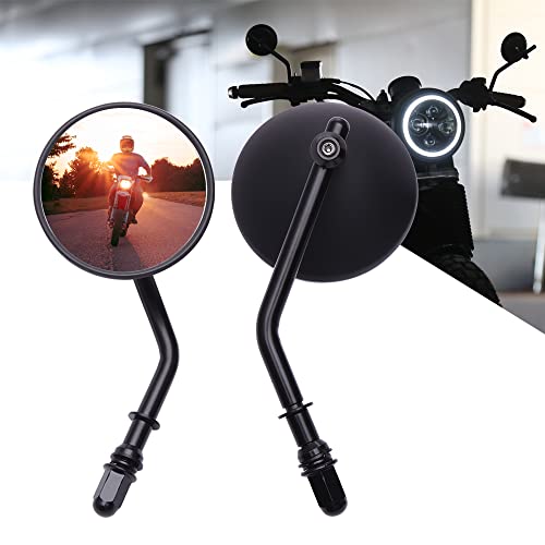 DREAMIZER 3" Motorcycle Handlebar Mirrors Black Round Rear View Side Mirrors Universal 8mm 10mm Compatible with Sportster 883 1200 Softail Dyna ATV Street Sport Bike Cruiser Chopper Bobber Scooter