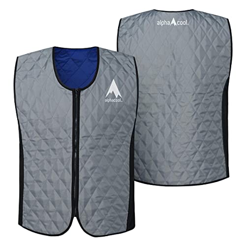 Alphacool Evaporative Cooling Vest for Men & Women – Reusable Body Cooler for Hot Weather Grey L/XL