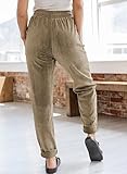 EVALESS Corduroy Pants for Women Casual Drawstring Elastic High Waist Straight Leg Harem Pants Fall Spring 2025 Loose Comfy Trousers with Pockets Khaki Medium