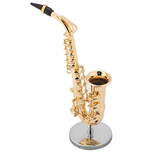Delicated Gold Plated Mini Alto Saxophone Ornament, Decoration Model, 14cm Miniature Replica