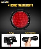 Partsam 6Pcs 4 Inch Round LED Trailer Tail Lights Kit - Round Led Stop Turn Tail Back-up Reverse Fog Lights 12 LED Include Lights Grommet 3-Prong Wire Pigtails for Truck Trailer RV(4 Red + 2 White)