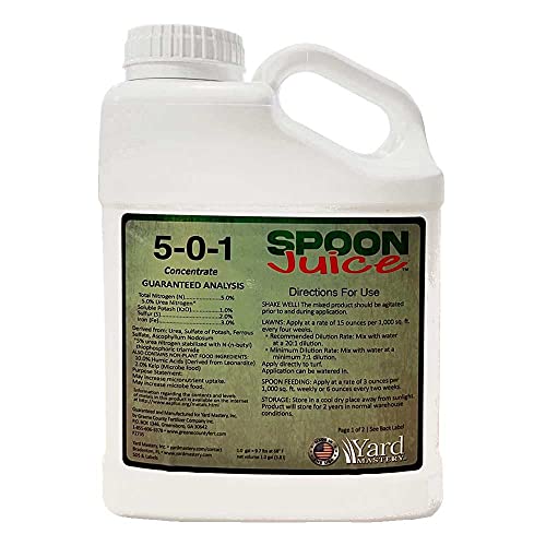 Spoon Juice 5-0-1 Liquid Lawn and Yard Fertilizer (1 Gallon Covers 42,666 Square Feet @ 3oz per 1k sq ft) with Bio Stimulants, Humic Acid and Sea Kelp