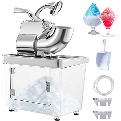 VEVOR 110V Commercial Ice Crusher 661LBS/H, ETL Approved 300W Electric Snow Cone Machine with Dual Blades, Stainless Steel Shaved Ice Machine with Safety On/Off Switch for Family, Restaurants, Bars