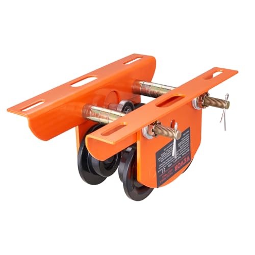 VEVOR Electric Hoist Manual Trolley, 1100 lbs/0.5 Ton Capacity for PA200 PA250 PA300 PA400 PA500, Push Beam Trolley with Dual Wheels, 2.36"-4.72" Adjustable Flange Width for Straight Curved I Beam