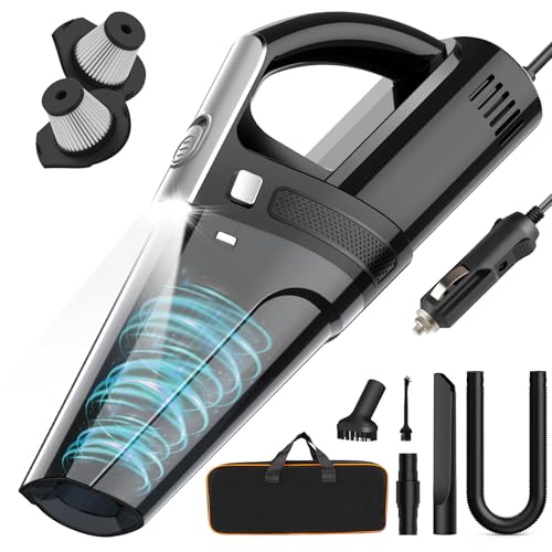 DRECELL Car Vacuum, Portable Vacuum Cleaner with Powerful 7000PA Suction, DC 12V Power 16.4Ft Cord Wired Vacuum Cleaner, LED Light, Car Accessories for Men/Women