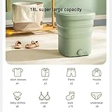 Foldable Large Capacity Dormitory Washing Machine for Kids, Portable Washer for Clothes, Socks, Underwear – High-Power Motor, Ozone Sterilization, 18L Capacity, Quiet & Collapsible Design (Green, X-La