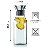 EVA SOLO | Fridge Carafe 1.0l | For Hot & Cold Drinks | Dishwasher-safe Borosilicate Glass | Stainless steel & Silicone Pouring Lip | Fits Most Refrigerator Doors | Danish Design